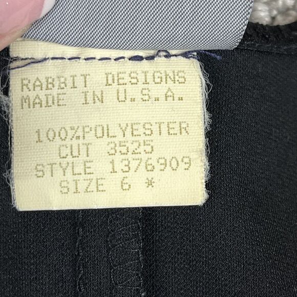 Rabbit Rabbit Designs Dress Womens Size 6 Black Long Sleeve Square Neck USA Made - Picture 4 of 8